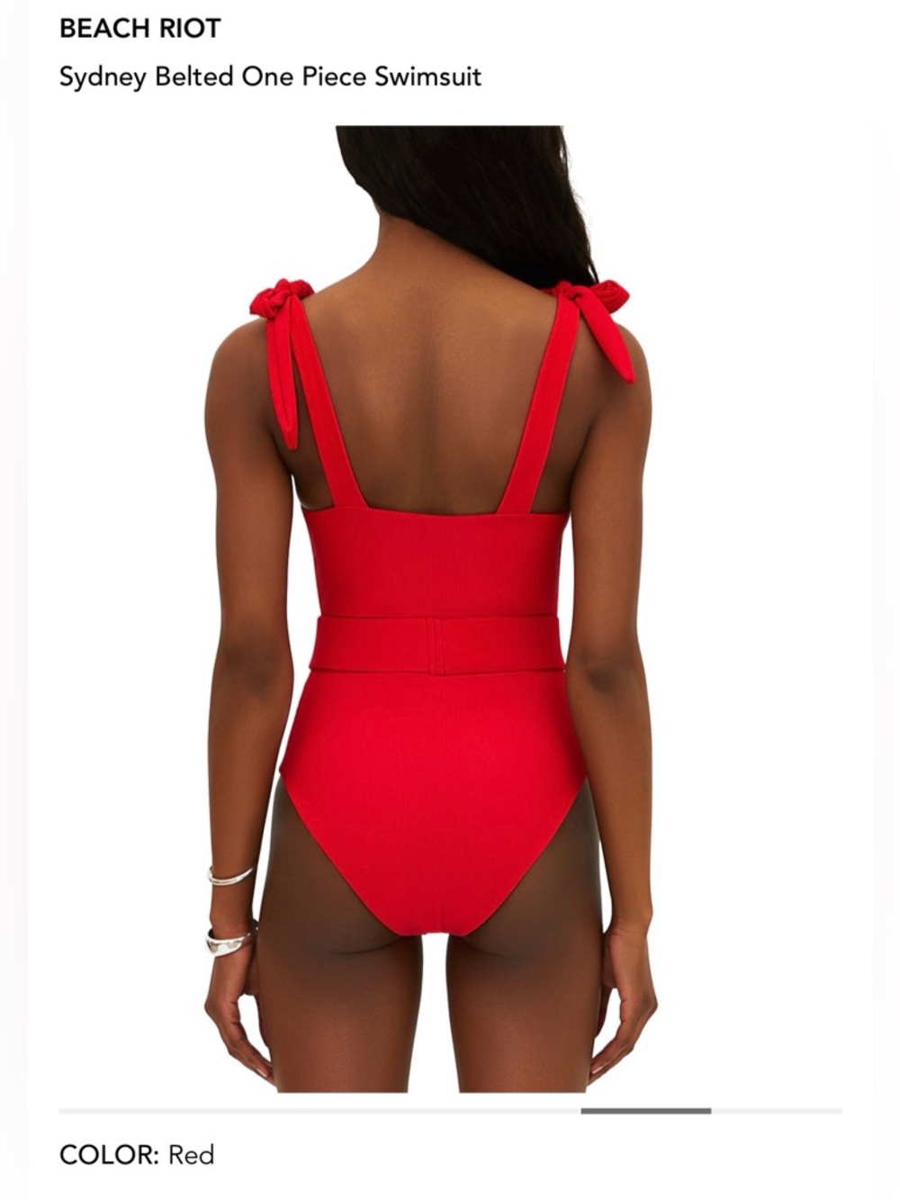 $188 NWT Beach Riot Women's Red Sydney Ribbed One-Piece Swimsuit Size XS - Picture 4 of 7